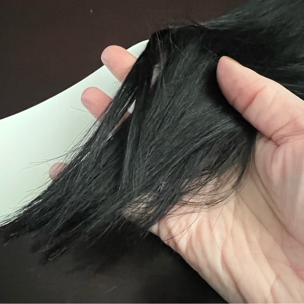 18” Jet Black #1 Fish Wire Halo 100% Human Hair Extensions 95g 1pc Item#GA - Picture 8 of 16